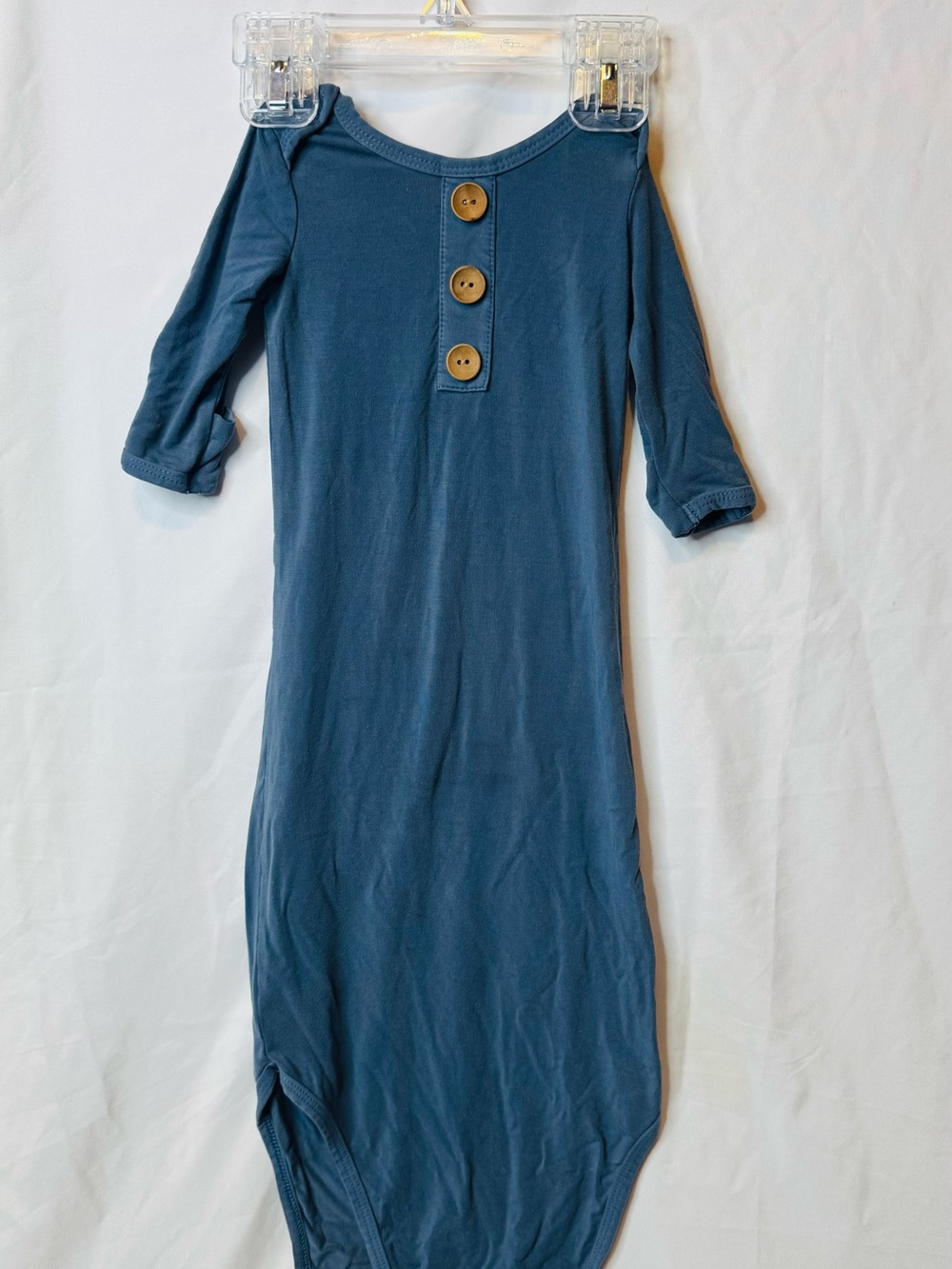 Caden Lane Solid Dusty Blue Bamboo Baby Knot Gown